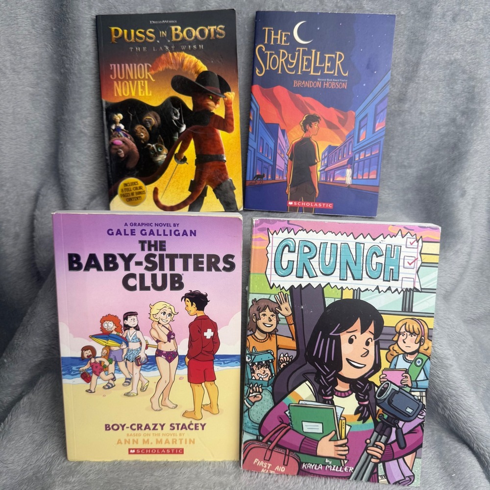 Kids Book Lot Baby-Sitters Club Crunch Puss in Boots The Storyteller 4 Books